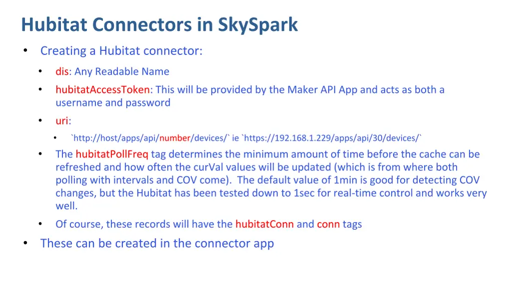 hubitat connectors in skyspark creating a hubitat