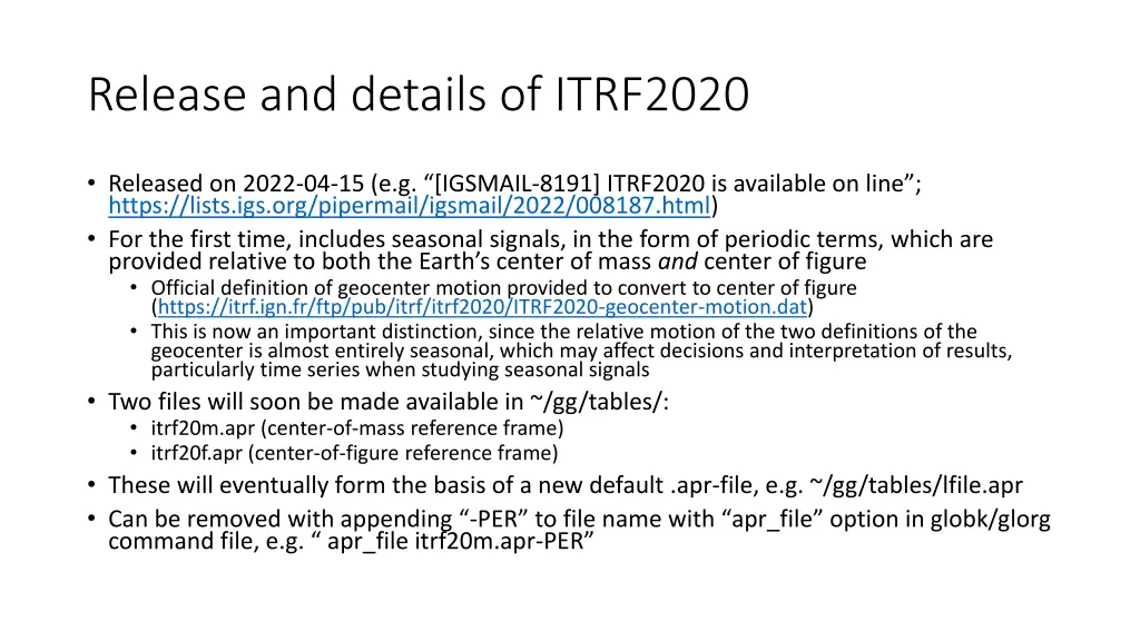 release and details of itrf2020