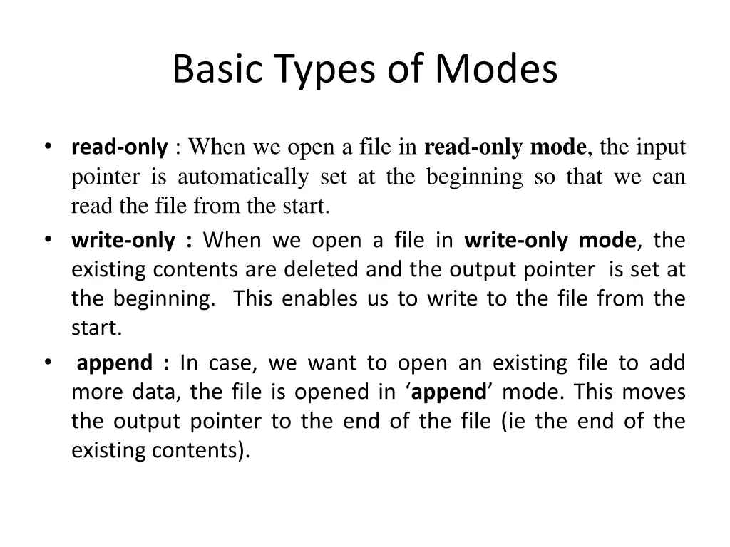 basic types of modes