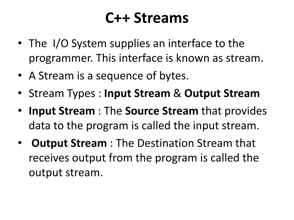 c streams