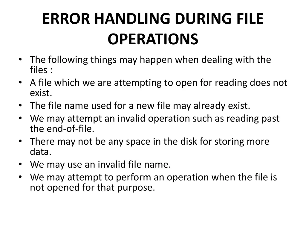 error handling during file operations