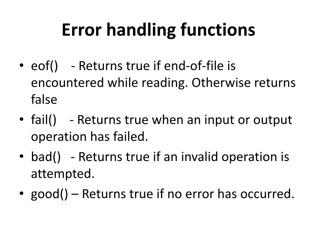 error handling functions