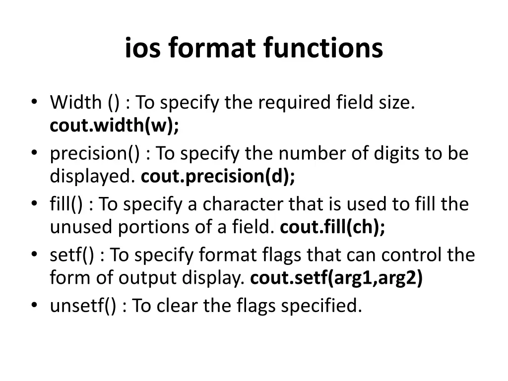 ios format functions