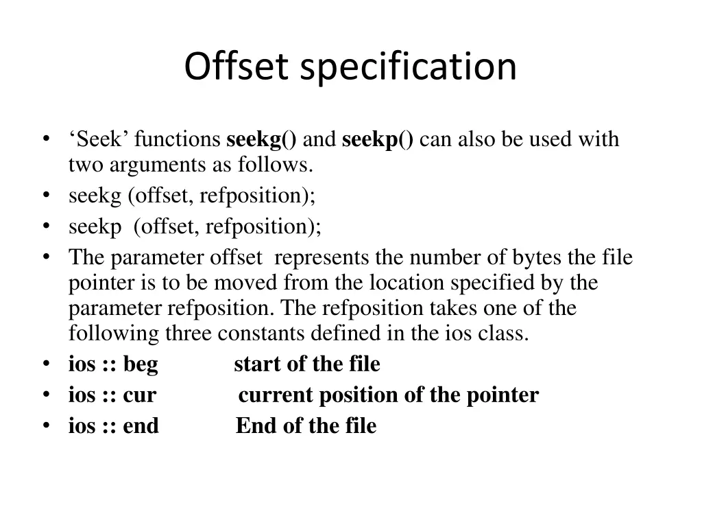 offset specification