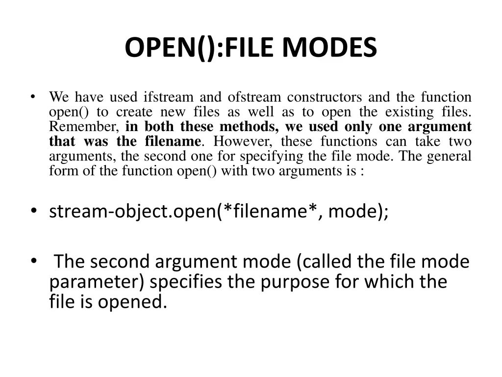 open file modes