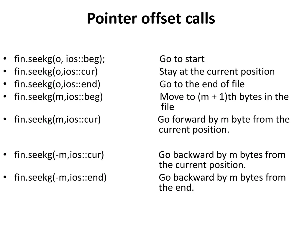 pointer offset calls