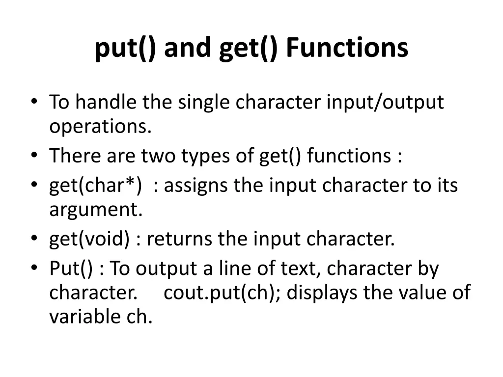 put and get functions