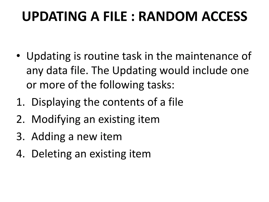 updating a file random access