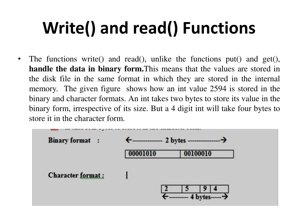 write and read functions