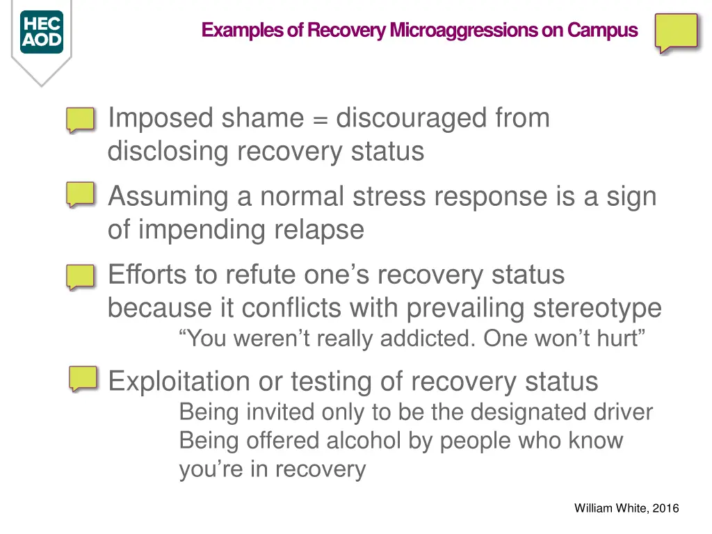 examples of recovery microaggressions on campus