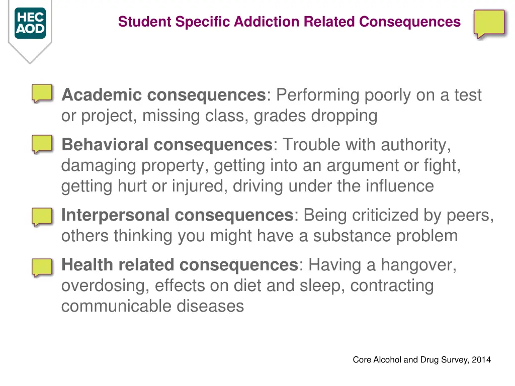 student specific addiction related consequences