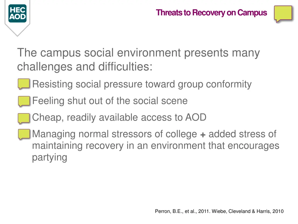 threats to recovery on campus