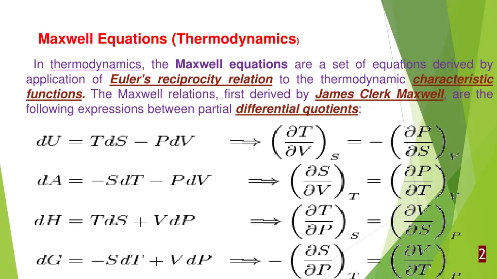 maxwell equations thermodynamics