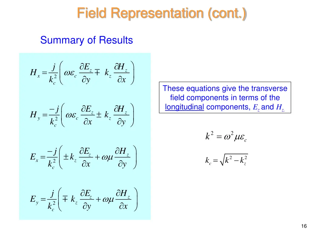 field representation cont