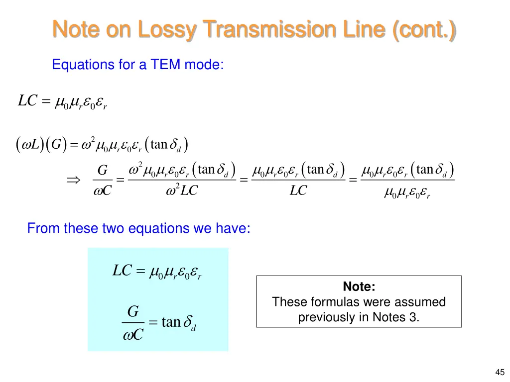 note on lossy transmission line cont 1