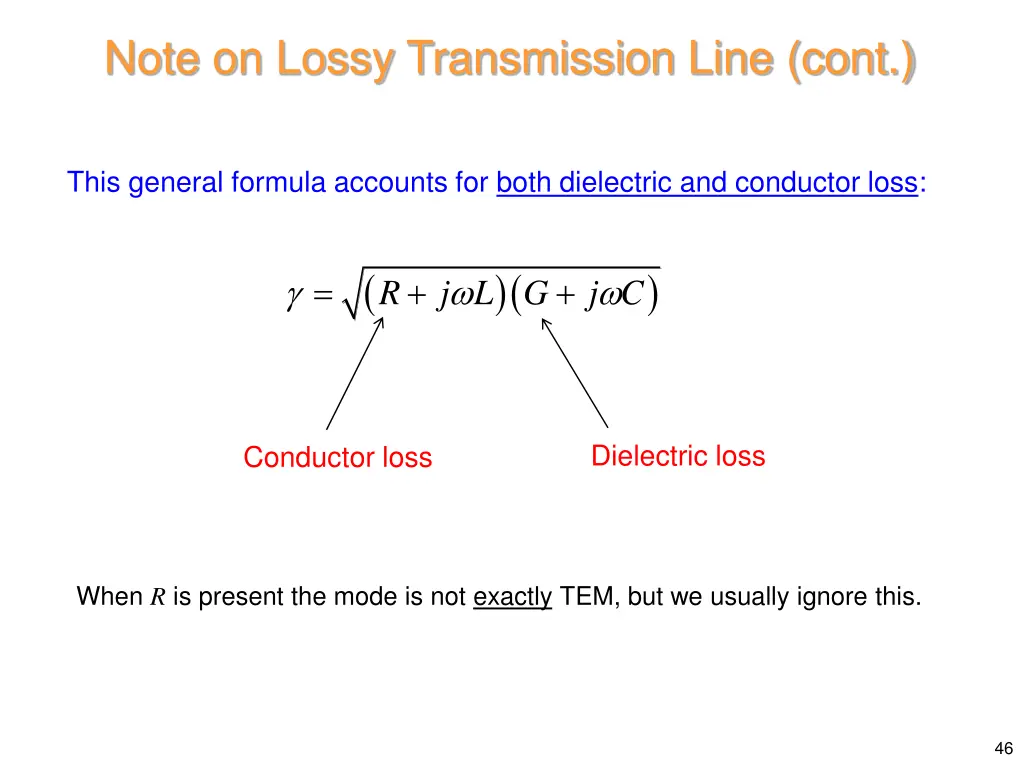 note on lossy transmission line cont 2