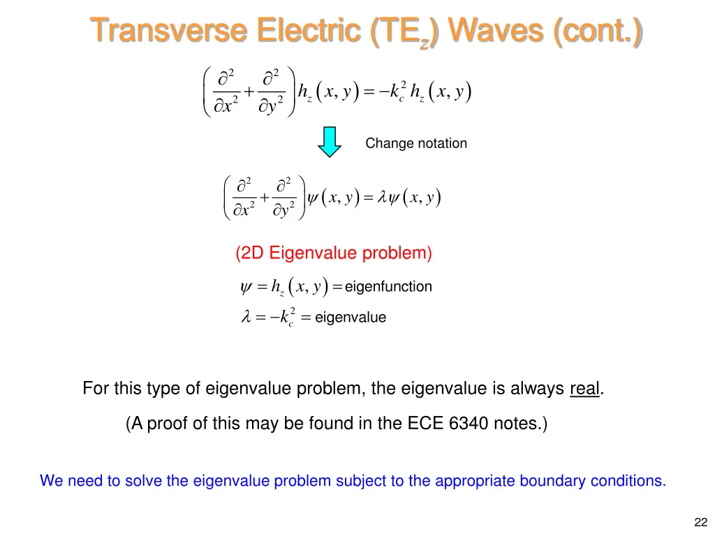 transverse electric te z waves cont 1