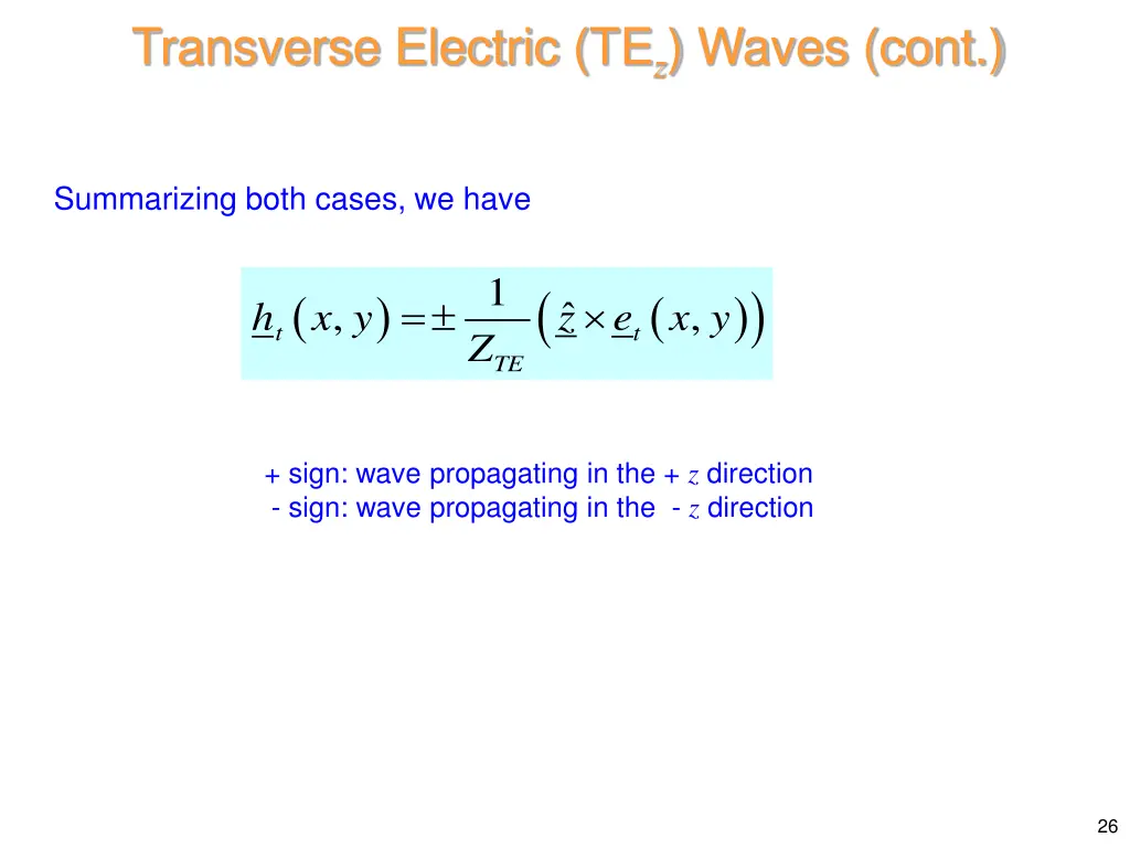 transverse electric te z waves cont 5