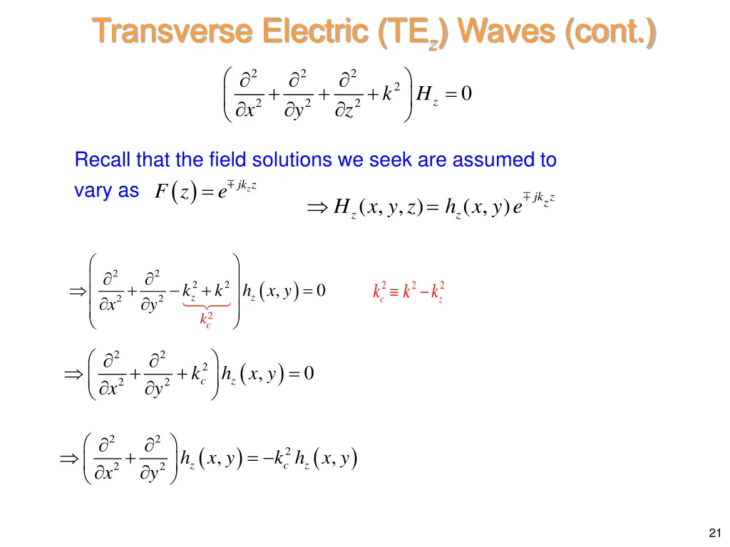 transverse electric te z waves cont