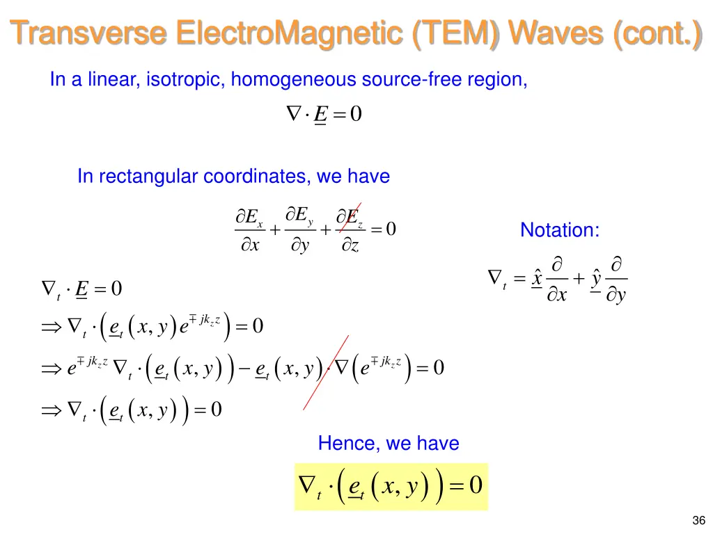 transverse electromagnetic tem waves cont 1