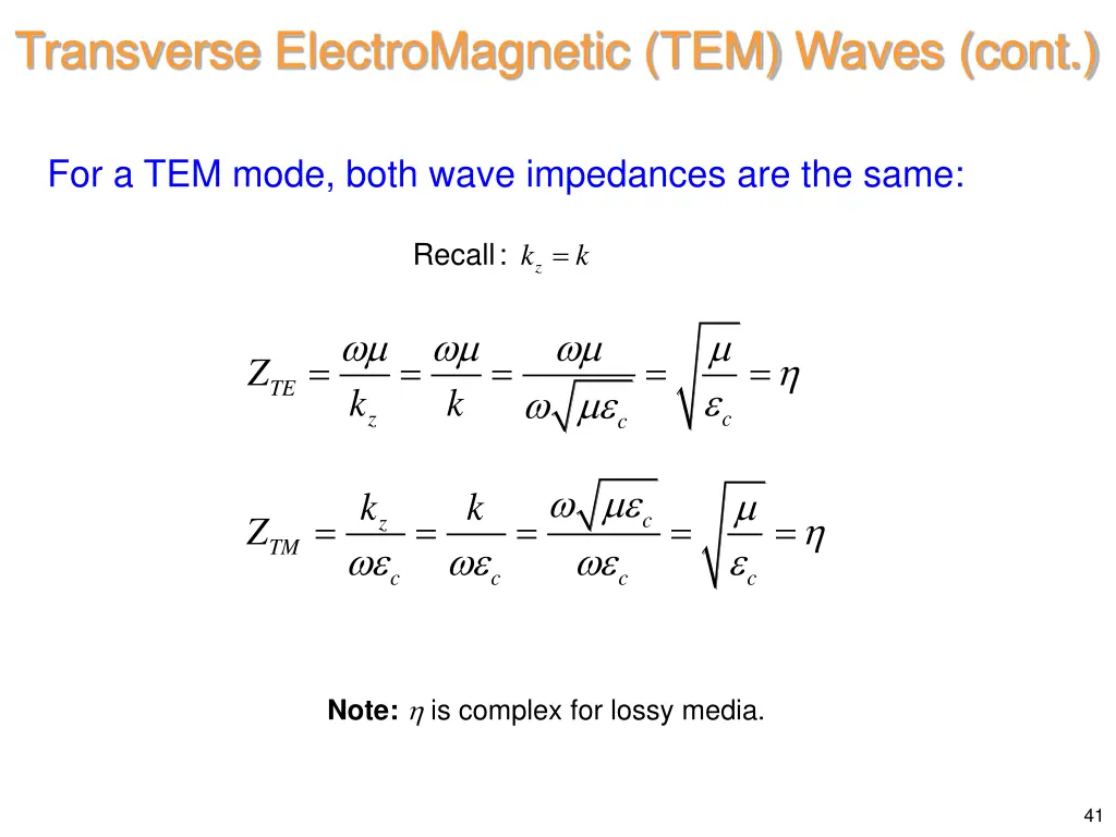 transverse electromagnetic tem waves cont 6