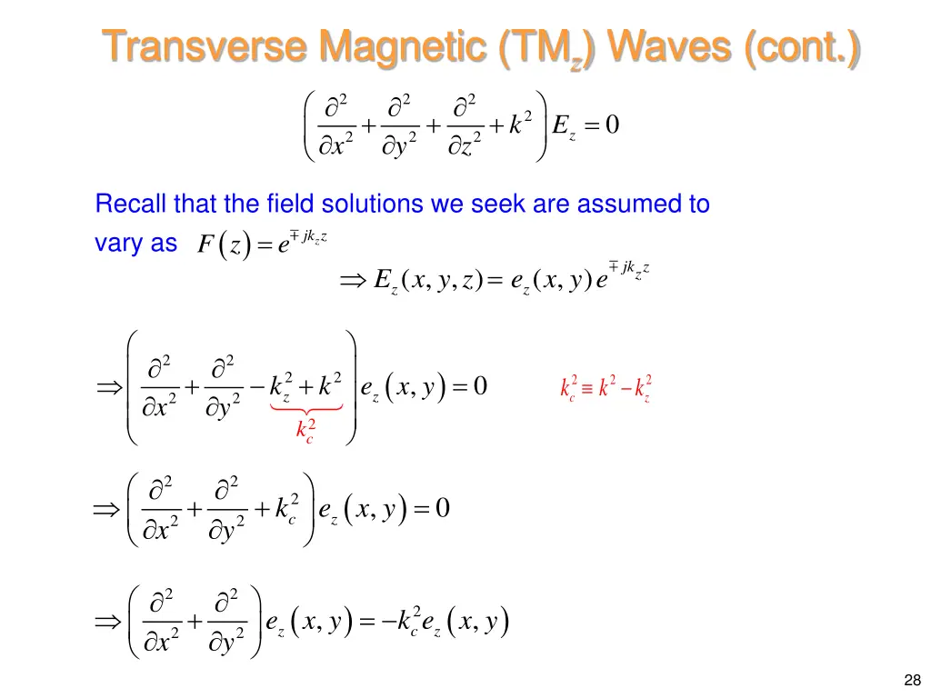 transverse magnetic tm z waves cont