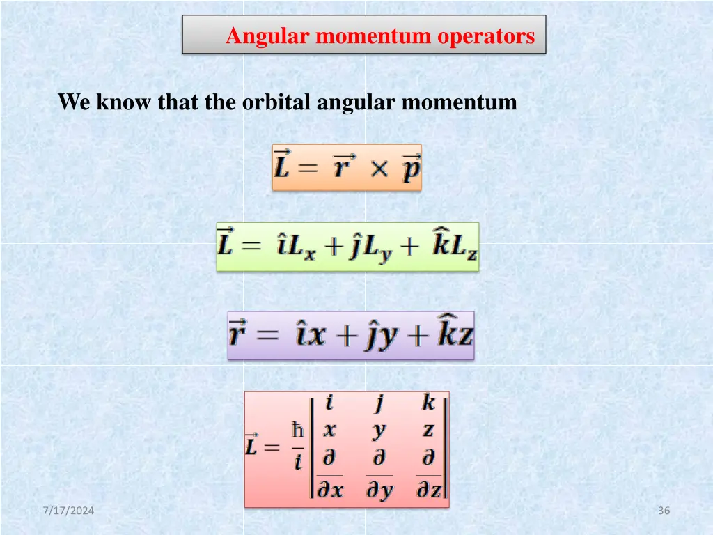 angular momentum operators