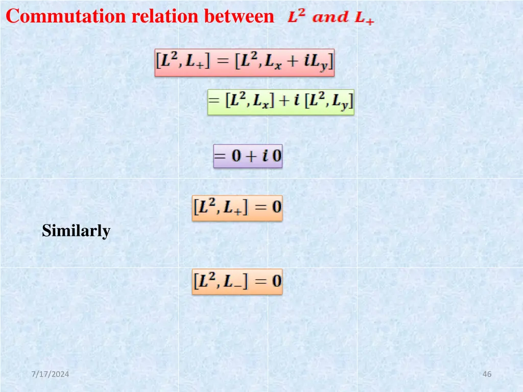 commutation relation between