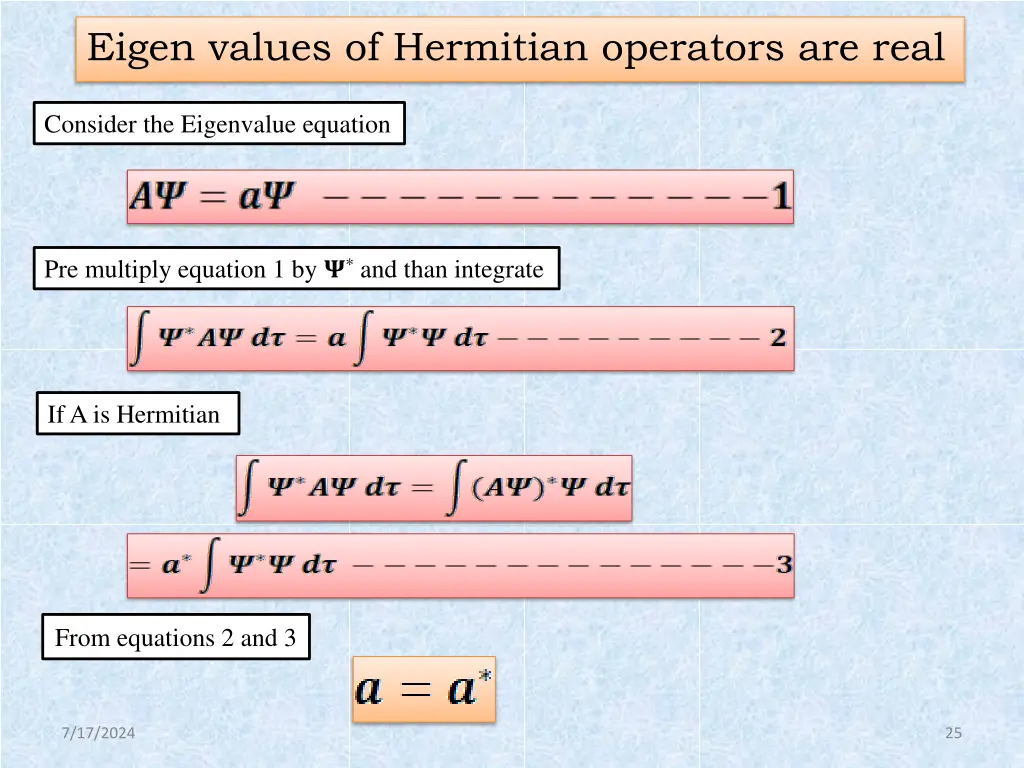 eigen values of hermitian operators are real