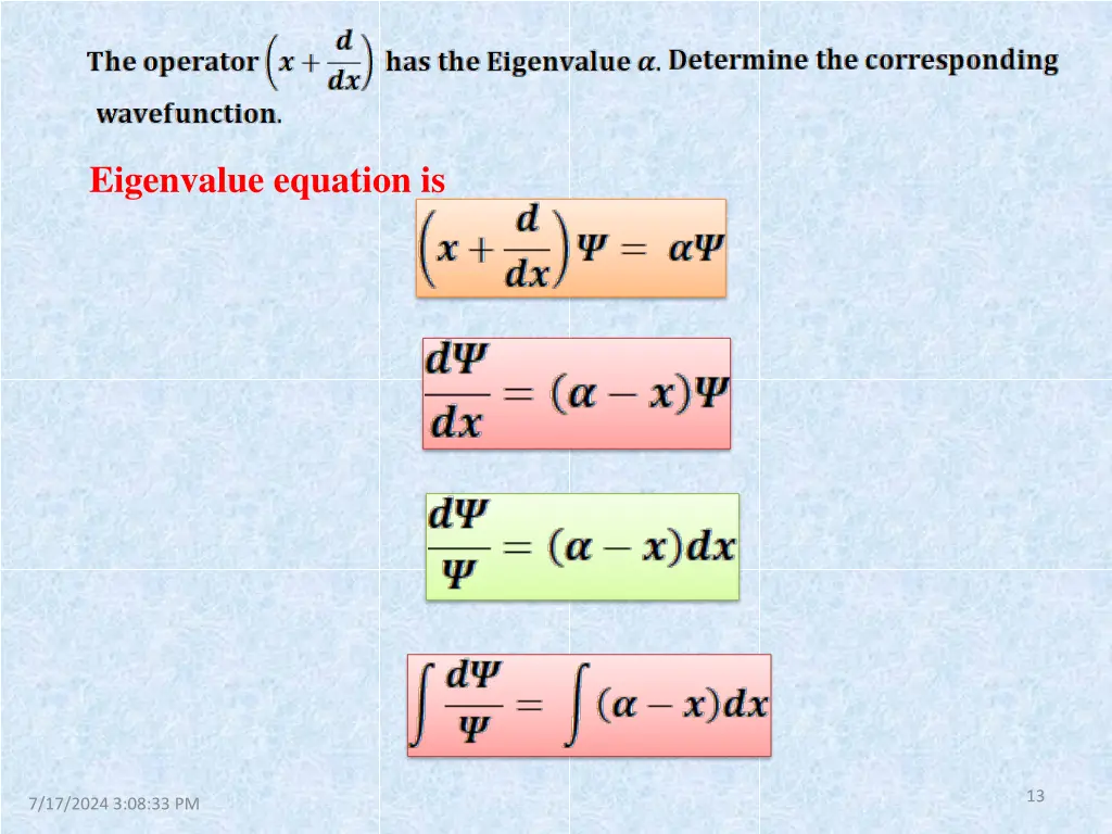 eigenvalue equation is