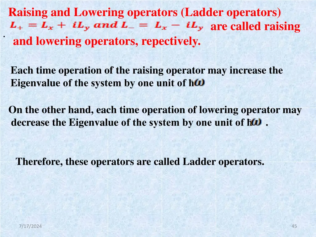 raising and lowering operators ladder operators