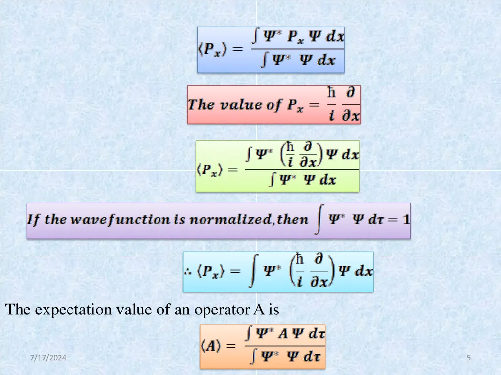 the expectation value of an operator a is