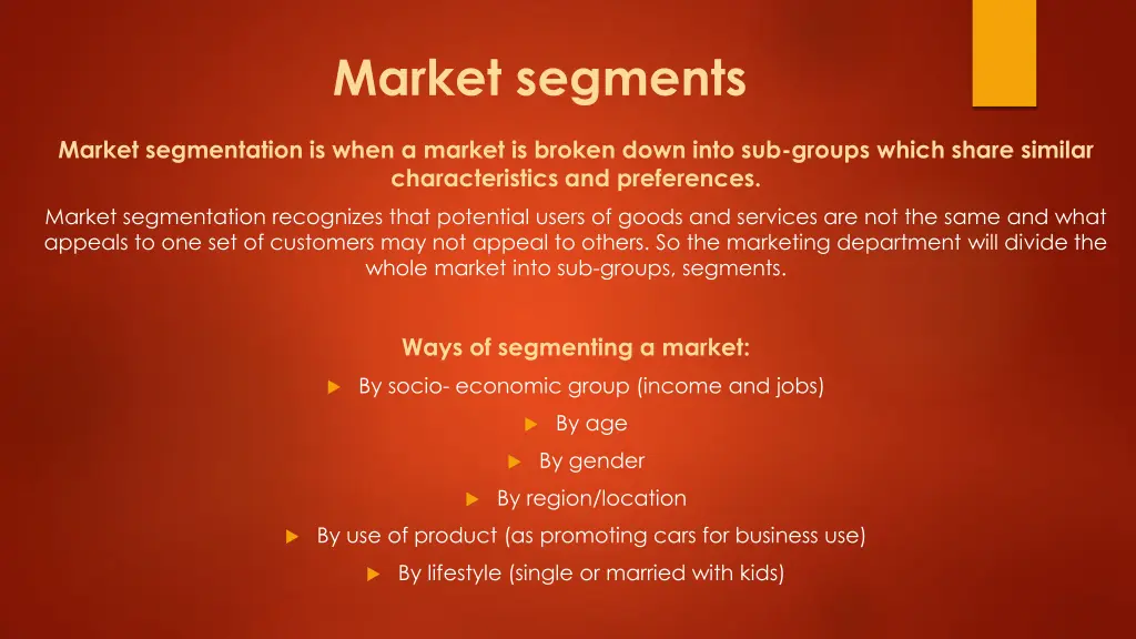 market segments