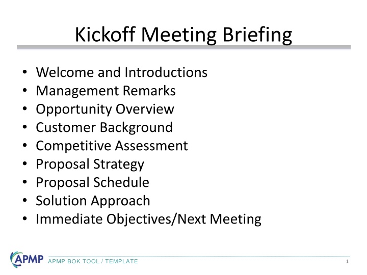 kickoff meeting briefing