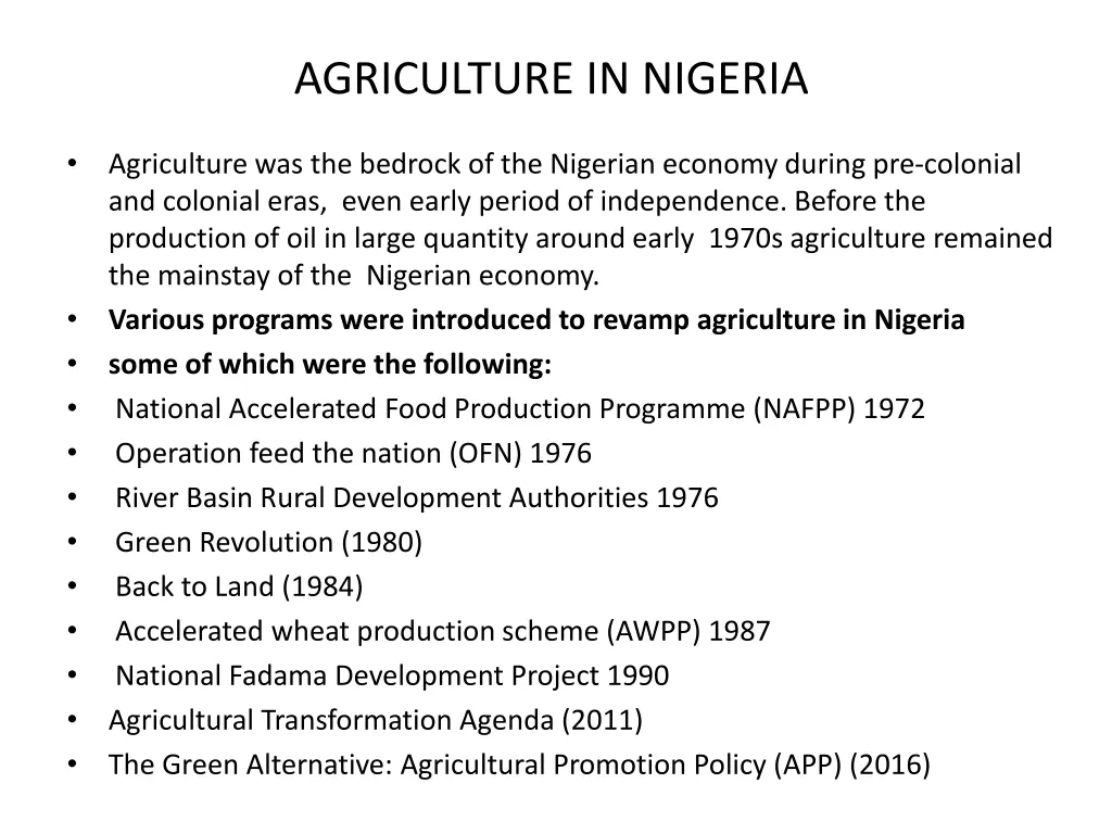 agriculture in nigeria