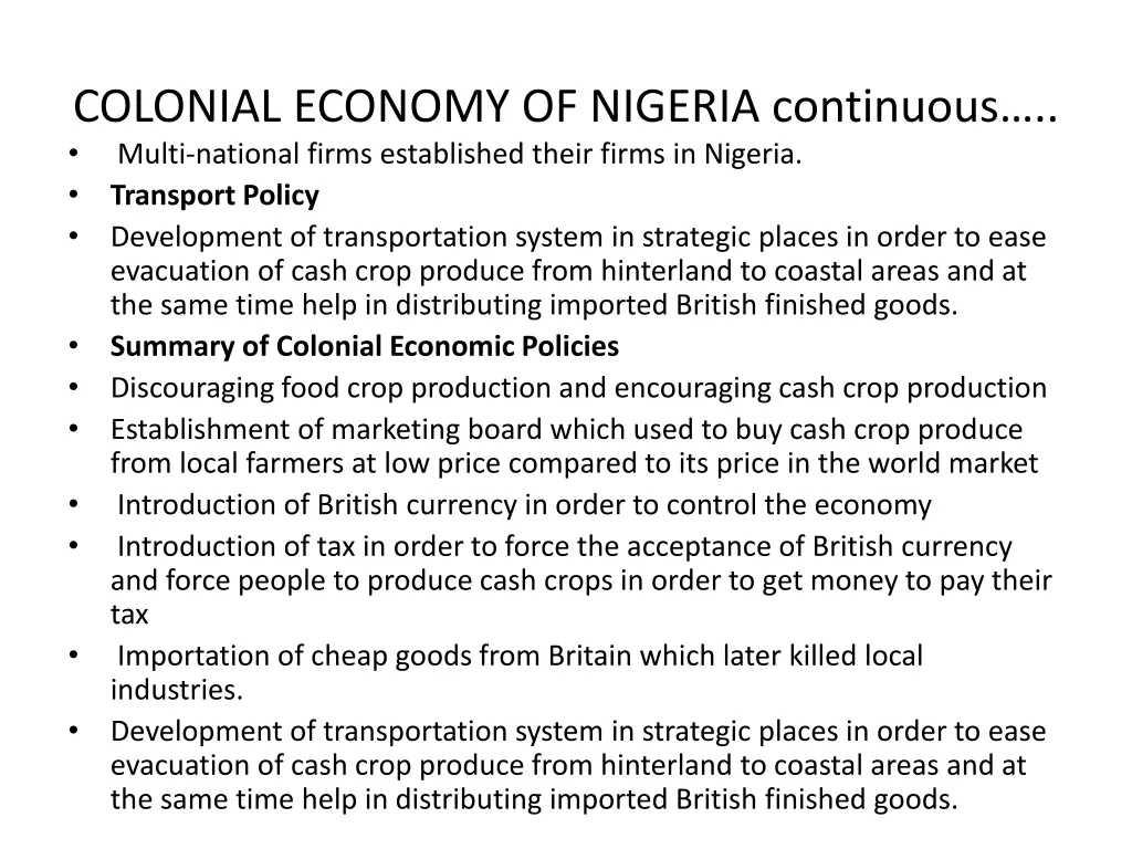 colonial economy of nigeria continuous multi