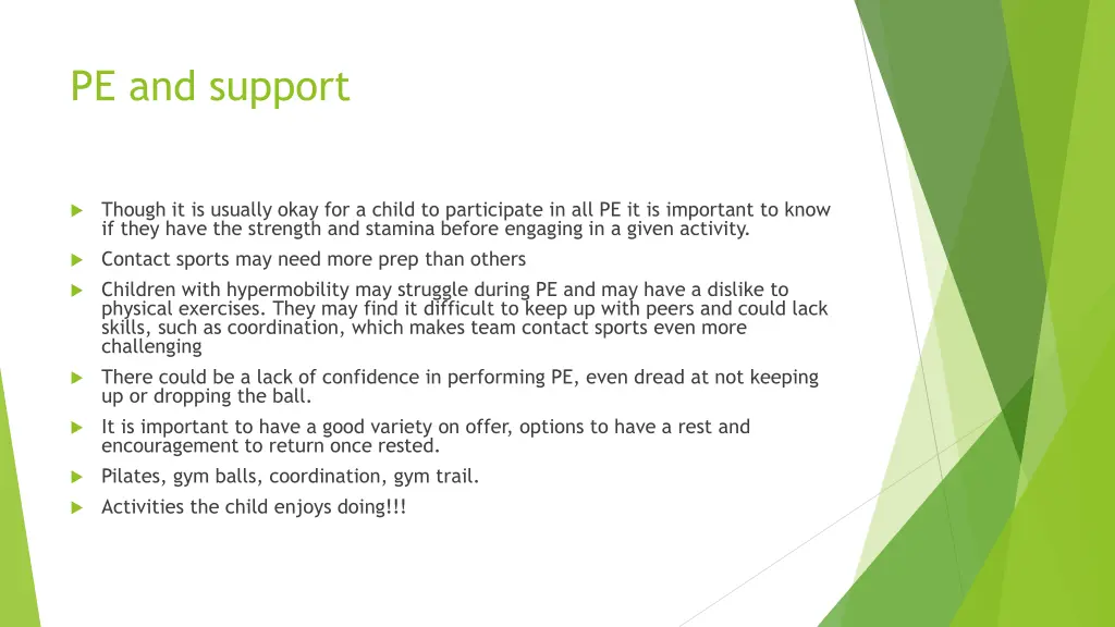 pe and support