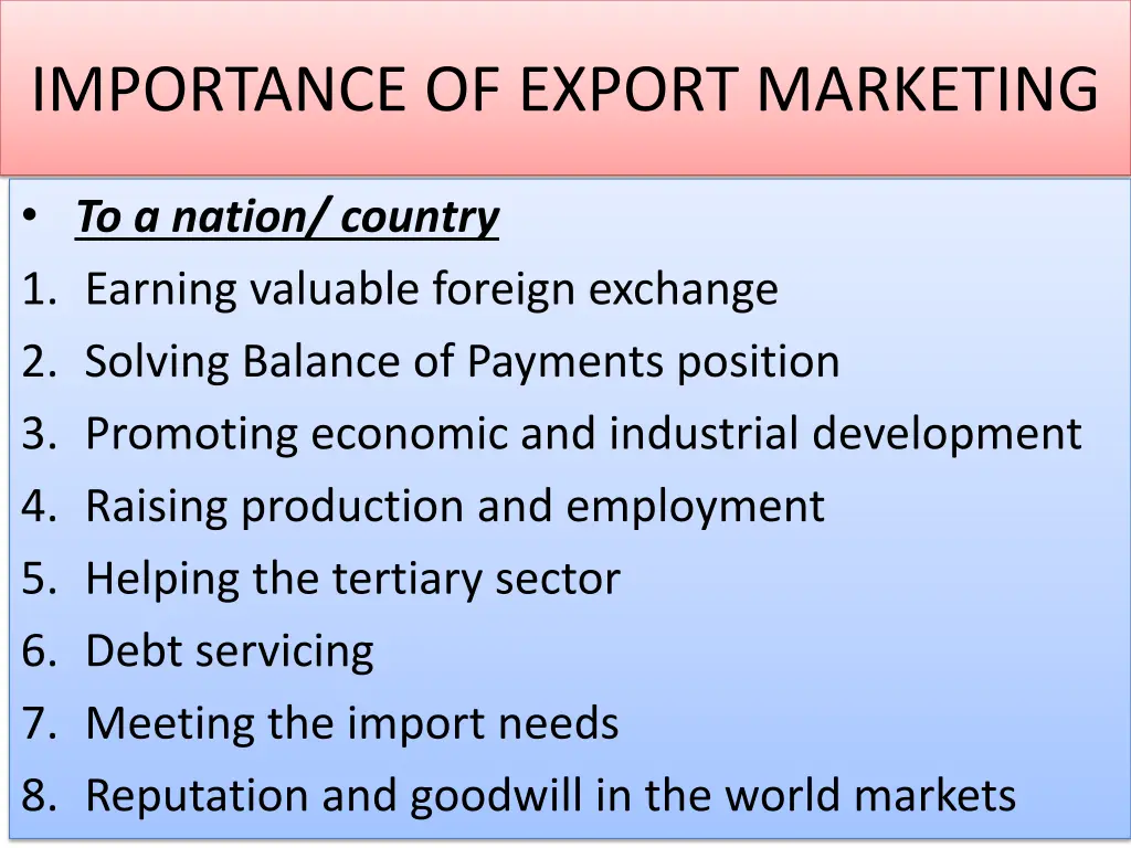 importance of export marketing