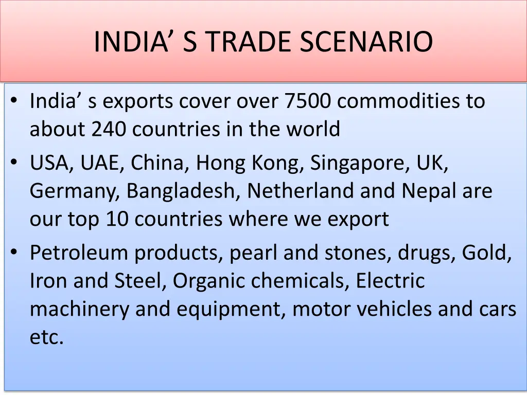 india s trade scenario