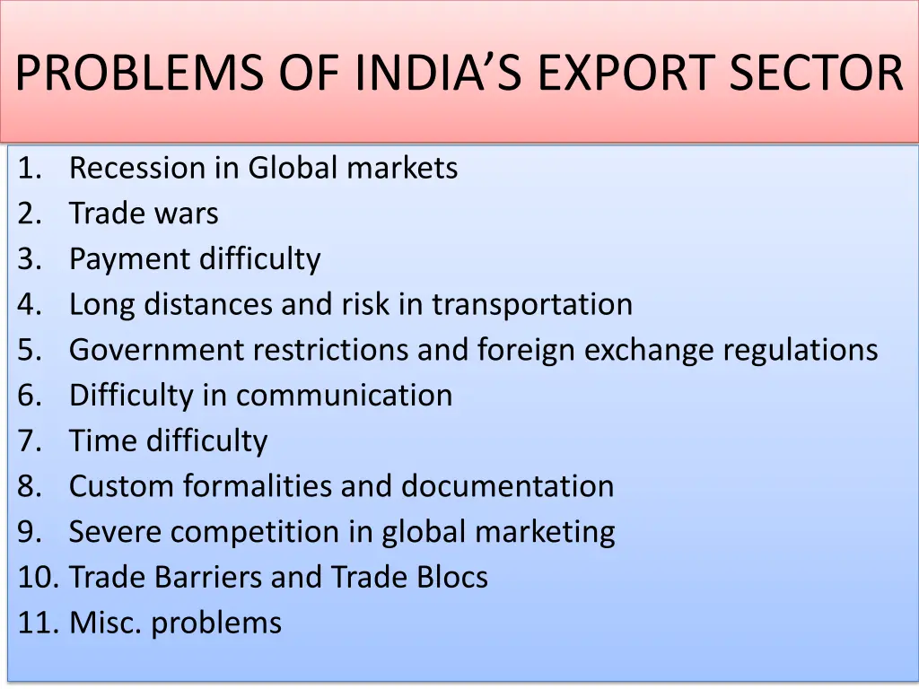 problems of india s export sector