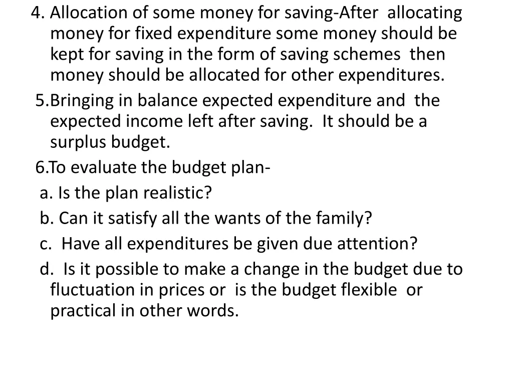 4 allocation of some money for saving after