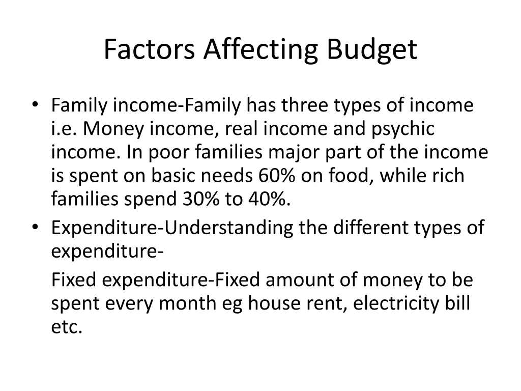 factors affecting budget