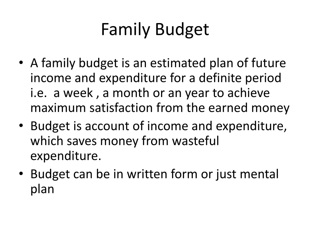 family budget