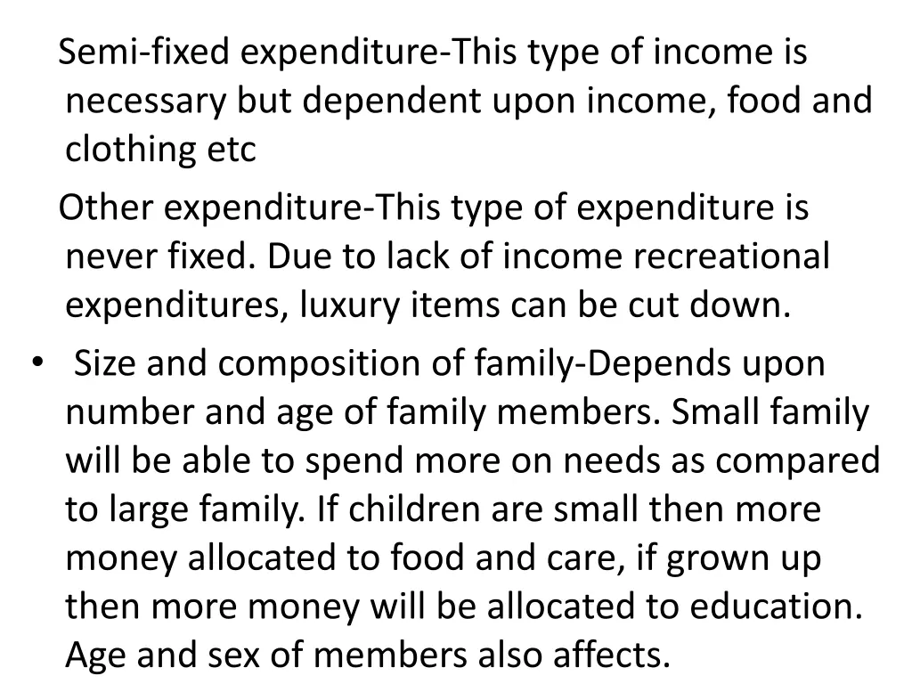 semi fixed expenditure this type of income