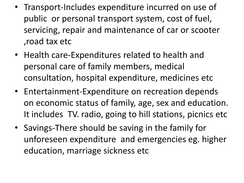 transport includes expenditure incurred