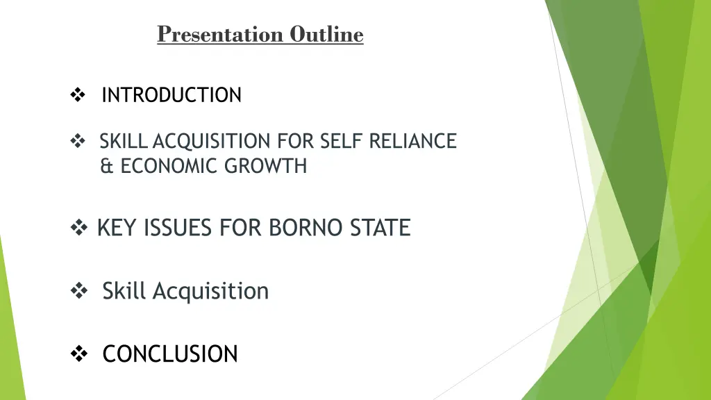 presentation outline