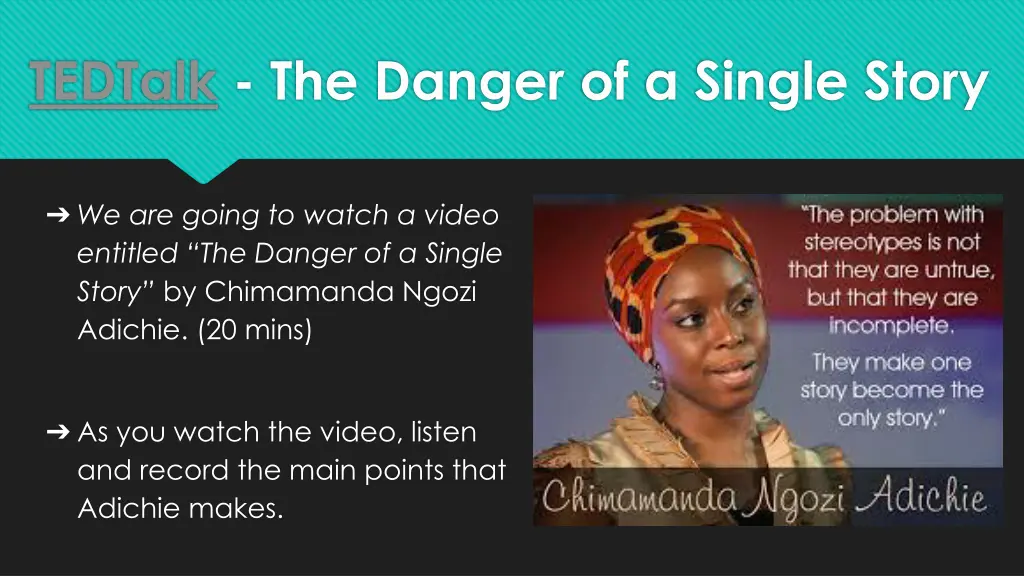 tedtalk the danger of a single story