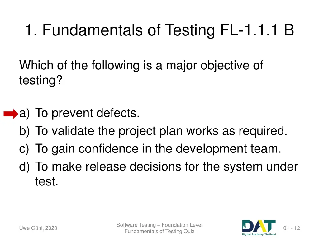 1 fundamentals of testing fl 1 1 1 b