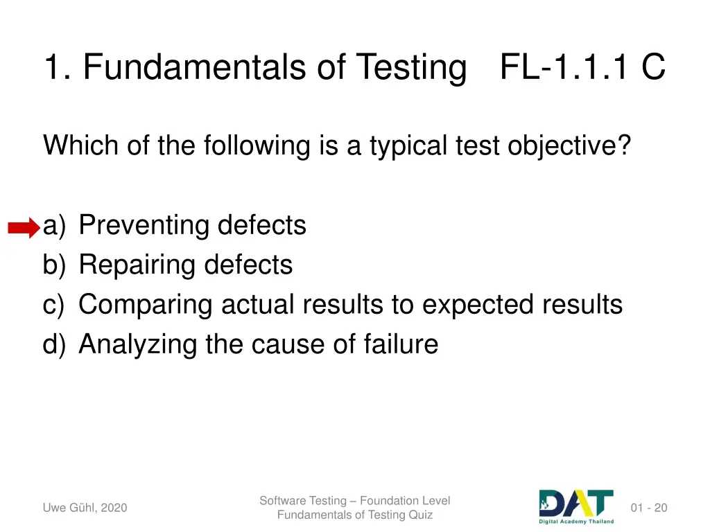 1 fundamentals of testing fl 1 1 1 c