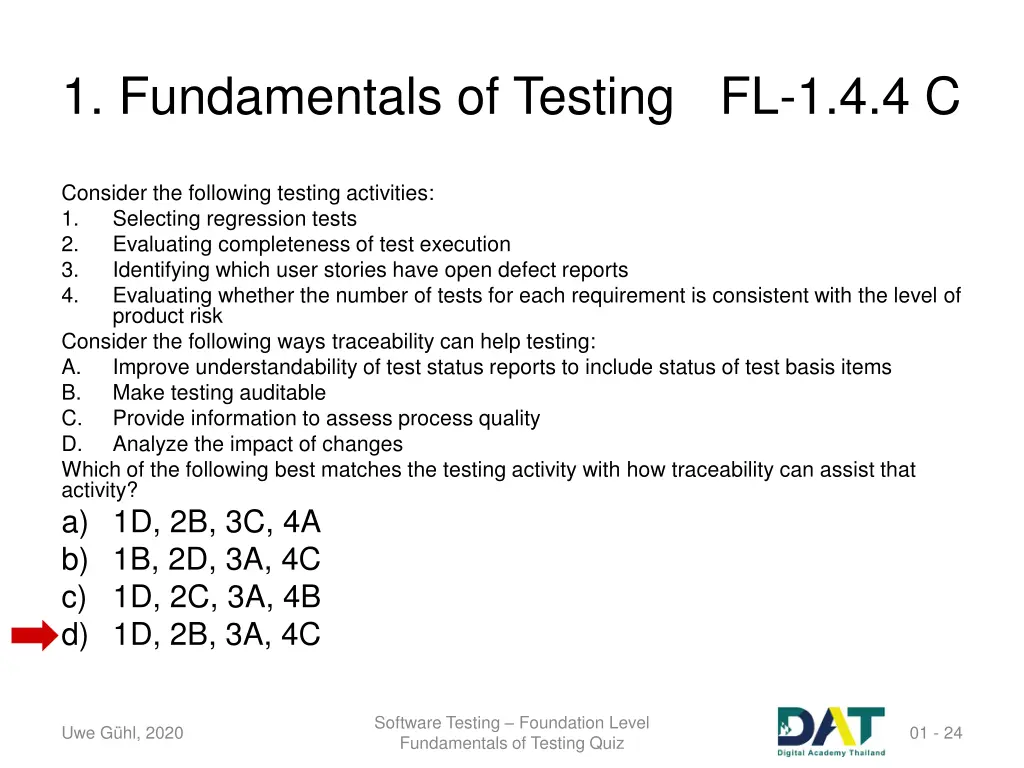 1 fundamentals of testing fl 1 4 4 c